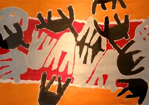 Giuseppe Capogrossi, Senza titolo, 1959, tempera su carta, cm. 35x49.5