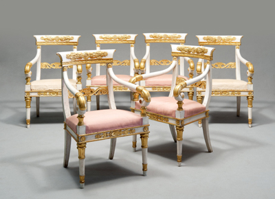 Sei poltrone genovesi del periodo Direttorio