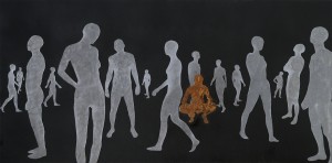 Aside, 2012, ruggine su ferro, smalto, piombo, cm 50x100