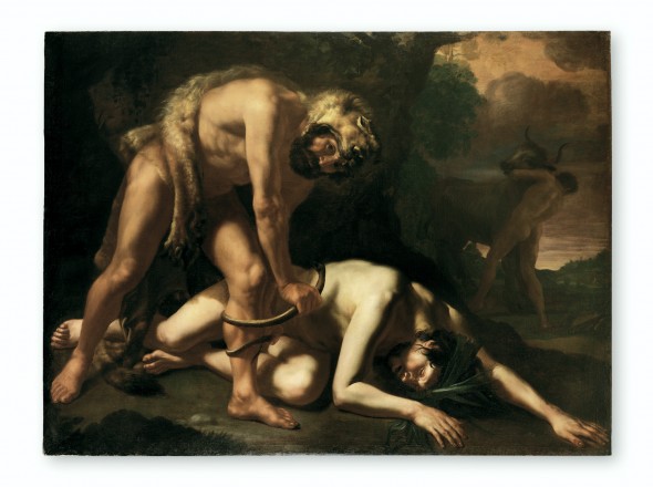 Orazio Riminaldi (Pisa 1593-1630), Ercole e Acheloo, olio su tela, cm 168 x 225