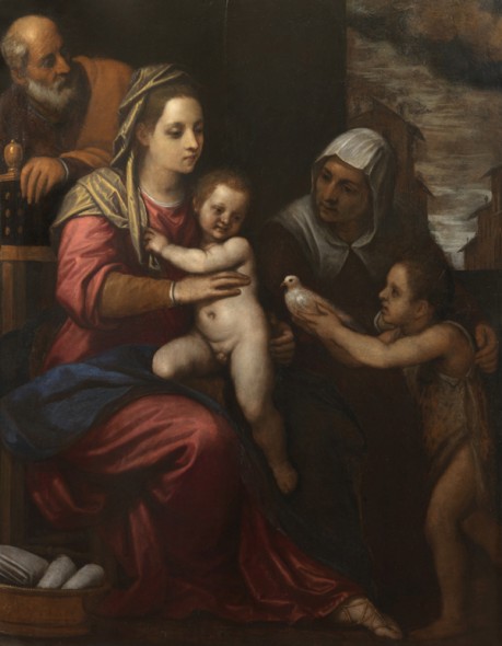 Domenico Passignano, Sacra famiglia con i santi Elisabetta e Giovanni Battista, olio su tavola, cm 146x114