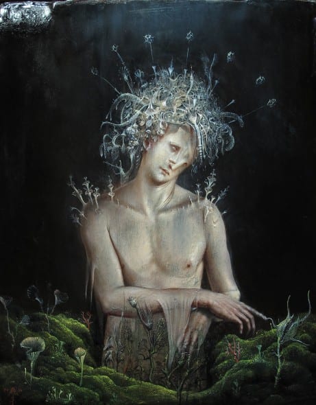 Agostino Arrivabene, Linfetto, 2014, olio su legno, cm 50x40
