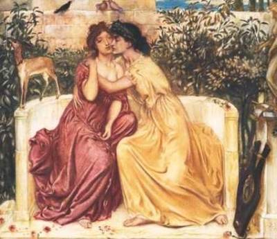 Saffo ed Erinna in un giardino a Mitilene - Simeon Solomon ( 1864) Acquerello su carta Acquistato nel 1980 Tate, London 2014