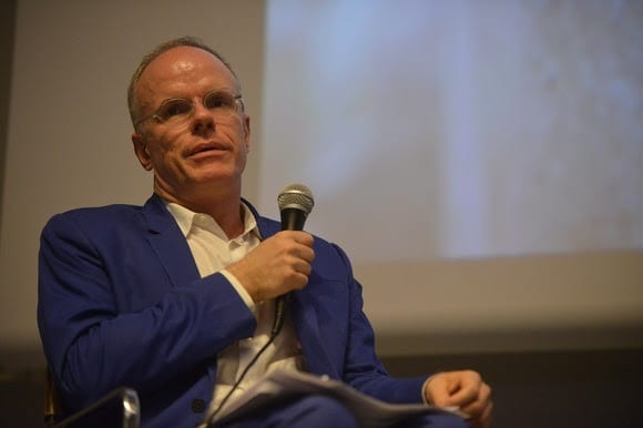 Hans Ulrich Obrist al Teatrino di Palazzo Grassi. © Venezia Vision