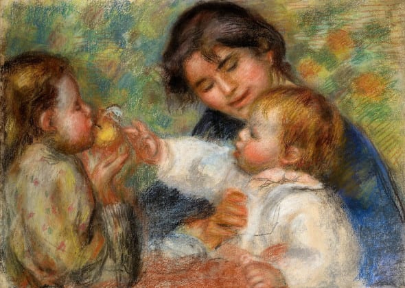 Renoir - L'enfant a la pomme ou Gabrielle Jean Renoir et une filette, 1895-1896