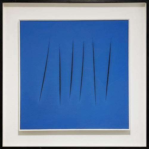 Biennale des Antiquaires 2014 - Robilant+Voena - Lucio Fontana - Concetto Spaziale, Attese - acquerello su tela, 60x60 cm, 1968 (Testo sul retro: l.Fontana/ATTESE/"Concetto Spaziale"/è venuta a trovarmi/Martha Jackson)