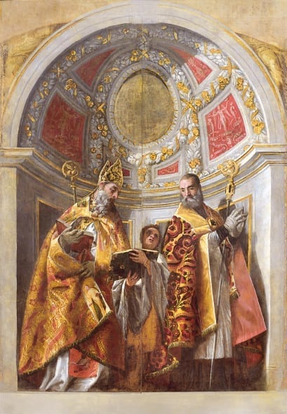 Veronese - Portelle d'organo - Due santi vescovi, 1558-1561
