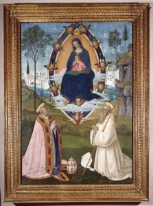 Bernardino di Betto detto il “Pintoricchio” (Perugia 1454-Siena 1513) La Vergine Assunta tra i Santi Gregorio Magno e Benedetto