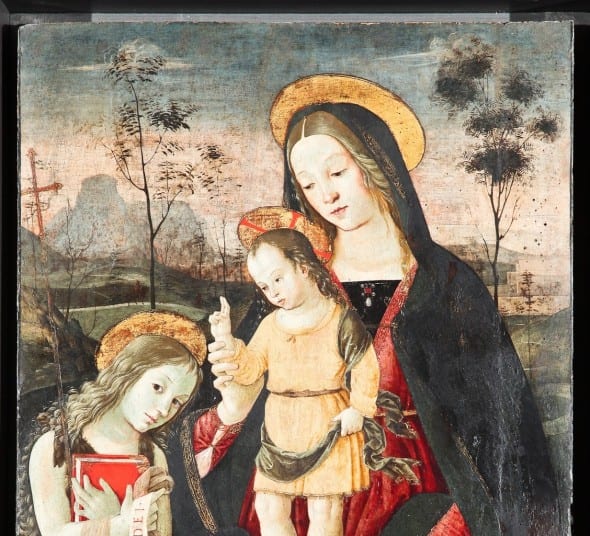 Bernardino di Betto detto il “Pintoricchio” (Perugia 1454-Siena 1513) Madonna con il Bambino e San Giovannino