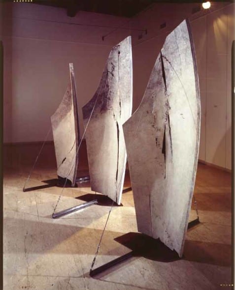 Gabriella Benedini, Memorie del vento, 2004 Sculture polimateriche, 240 x 60 x 166_ 230 x 50 x 156_ 220 x 60 x 146 3