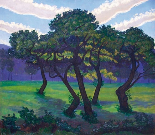 Luigi Russolo, Convivio (Vecchi castagni), 1945, olio su compensato, Courtesy by galleria MAG Como