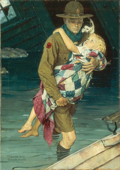 Norman-Rockwell-A Scout Is Helpful