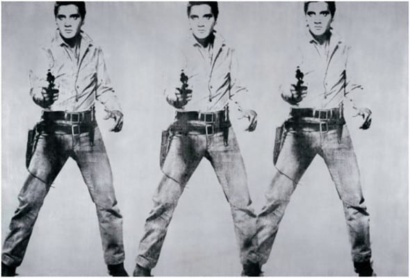 3 Andy WARHOL "Triple Elvis" (1963) inchiostro serigrafico e vernice argento su tela, 208.3 cm x 175.3 cm Christie's, New York, 12 Novembre 2014 $81.925.000