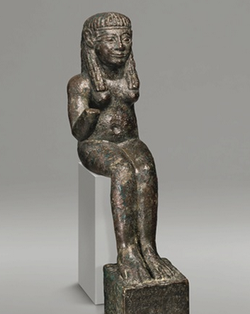 Figurine—Astarte, ca. 800 B.C.  Bronze. Iberia, Camas, Cerro de El Carambolo. Archaeological Museum, Seville