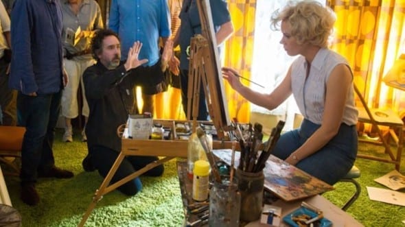 Tim Burton e Amy Adams sul set del film big eyes