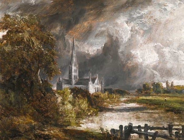 John Constable, study for Salisbury Cathedral from the Meadows