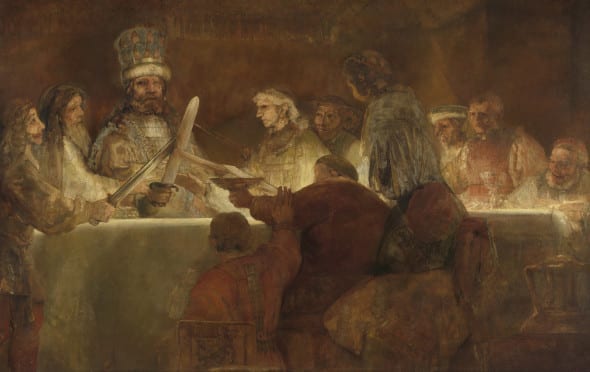 Rembrandt The Conspiracy of the Batavians under Claudius Civilis about 1661-2 Oil on canvas 196 x 309 cm The Royal Academy of Fine Arts, Sweden © Rijksmuseum, Amsterdam