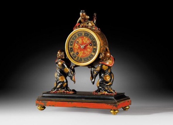 A lacquered bronze mantel clock, Louis XV, dial signed CDG Mesnil à Paris Estimate: 50,000-80,000 EUR