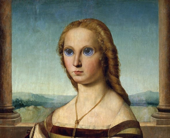 Big Eyes. Raffaello - Dama col liocorno, 1505-1506. Foto editing: Vanessa Suozzo