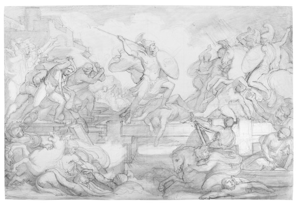 4.VINCENZO CAMUCCINI – Horatius Cocles, 1810-15 ca. - Pencil and sfumino on ivory card chequered with a pencil, mm 504 x 800.
Provenience: Camuccini Collection, Cantalupo in Sabina