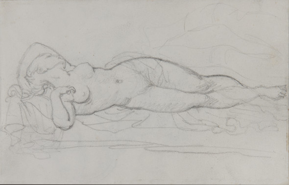 THEODORE GERICAULT – Recto: Study of a female nude for The Erotic Trio, 1816-17 