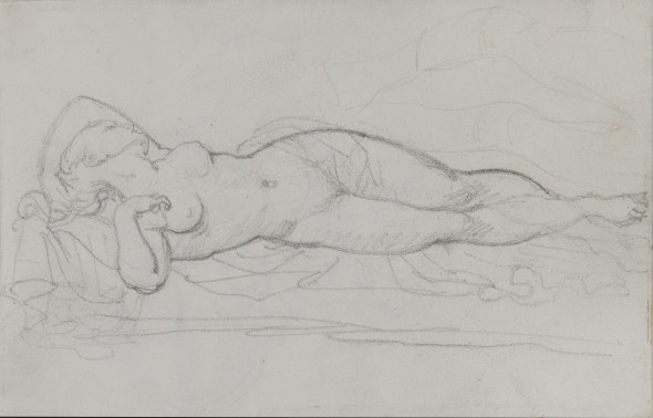 THEODORE GERICAULT – Recto: Study of a female nude for The Erotic Trio, 1816-17