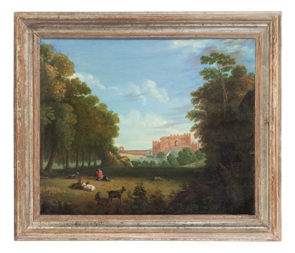 Hendrik Frans van Lint, Paesaggio pastorale con veduta del Ponte Nomentano, stima € 8.000 – 12.000 (lotto 840) Aggiudicazione € 23.560