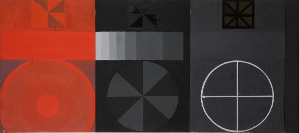 Lot 17 "Grande Mandala", Ettore Sottsass, 1964/65, acrilico, panello, 100 x 220 cm  stima € 18.000 - 25.000