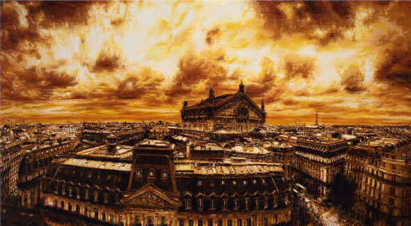 Paris Garnier, 2015, olio su tavola, cm 135x250