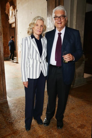Marina Cicogna and Paolo Baratta attend the Fondazione Prada Opening, Lenders Lunch In Venice on May 6, 2015 in Venice, Italy. (Photo by Vittorio Zunino Celotto/Getty Images for Fondazione Prada)