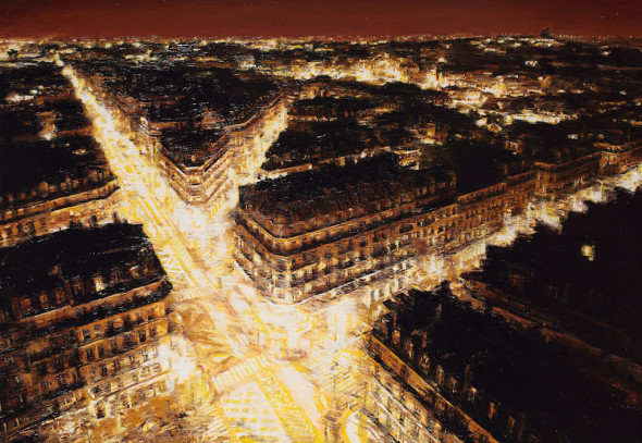 Paris Night, 2014, olio su tavola, cm 70x100
