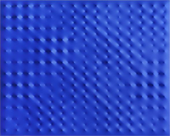 Enrico Castellani, Superficie blu, 2009, acrilico su tela, 120x150 cm