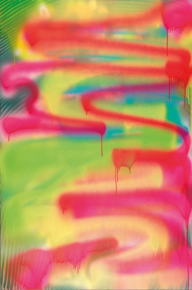 1029 Katharina Grosse (nata 1961) Ohne Titel, 2002/2004 acrilico su alluminio, 188 x 125 cm prezzo realizzato € 40.000