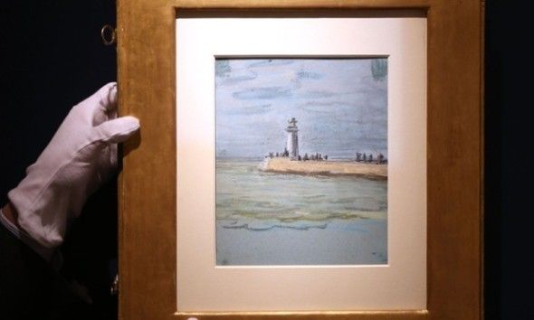 Le Havre, la jetee, by Claude Monet. The previously unknown pastel was discovered taped to another work by the artist bought at auction. Photograph: Philip Toscano/PA