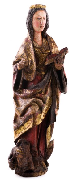 Lotto 09_Santa Caterina di Alessandria. Scultura in legno dorato e policromo. Gotica. Fine XV sec
