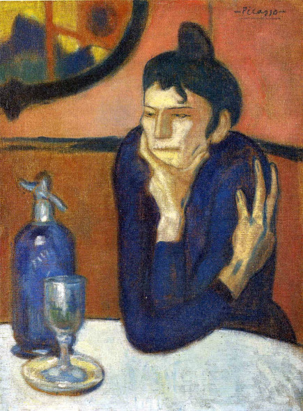 Pablo Picasso, La bevitrice d'assenzio, 1901, olio su tela, 73×54 cm. Museo dell'Ermitage, San Pietroburgo