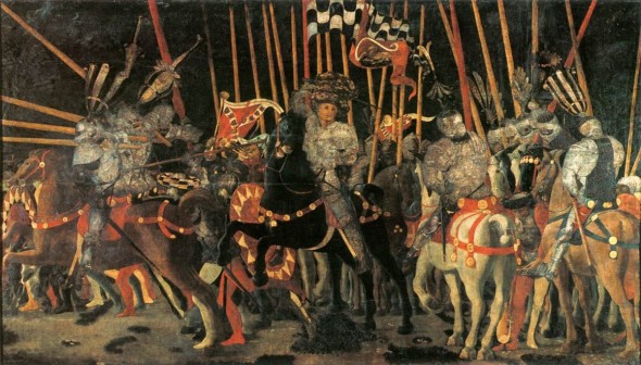 Intervento decisivo a fianco dei fiorentini di Michele Attendolo Paolo #Uccello 1438 180×316 cm Museo del Louvre, Parigi