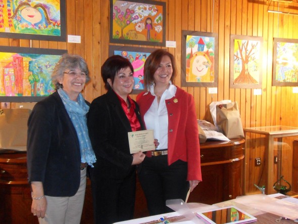 Mrs. Semra Sancak with the President of Soroptimist Federation in Turkey Mine Kavala and the President of GOP Club Aylin Tekin, after Children's Painting Competetion.