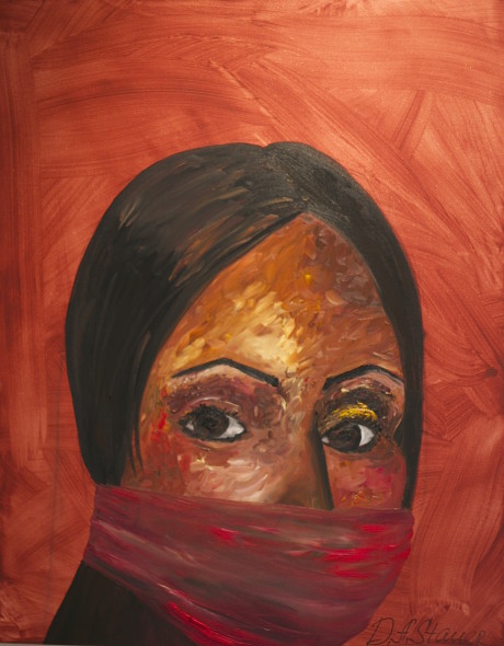 Картина "богиня Стыда" из триптиха "Богини" Д.А. Штауэр из цикла выставки "Женщины мира против насилия".