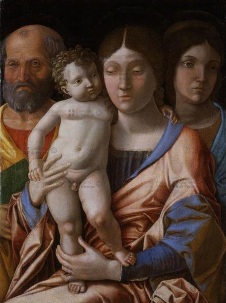 Andrea Mantegna (1431-1506), Sacra famiglia con una santa, fine del XV secolo, tempera su tela