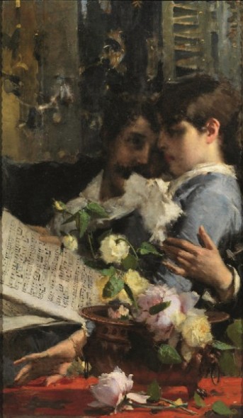 Virgilio Ripari (Mantova 1843-Milano 1902) LA WALLY Olio su tela | cm 105x61 | stima € 25.000/35.000