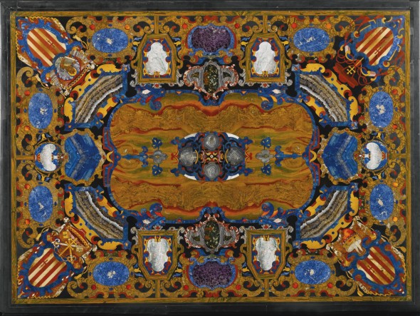  An Italian pietre dure table top inlaid with the arms and symbols of the Grimani Family, probably to a design by Bernardino Poccetti (1548-1612) Grand Ducal Workshops, Florence, circa 1600 - 1620 Estimate     400,000 — 600,000  GBP  LOT SOLD. 3,509,000 GBP 