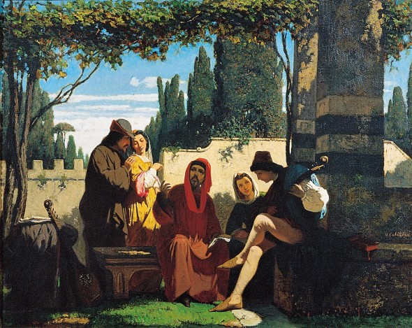 Vincenzo Cabianca (Verona, 1827 – Roma, 1902) I novellieri fiorentini del XIV Secolo 1860 olio su tela Firenze, Palazzo Pitti, Galleria d’arte moderna
