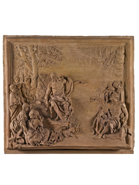 LOT 36 GIROLAMO TICCIATI (1671-1744) ITALIAN, FLORENCE, FIRST HALF 18TH CENTURY RELIEF WITH THE PREACHING OF ST. JOHN THE BAPTIST terracotta ESTIMATE 40,000-60,000 GBP 