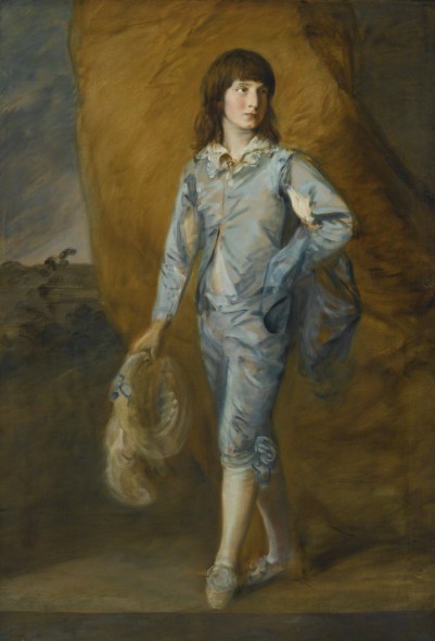 Thomas Gainsborough R.A. SUDBURY 1727 - 1788 LONDON THE BLUE PAGE Oil on canvas, with an addition of approximately 3 1/2  inches across the bottom 65 by 44 1/2  in.; 165.5 by 113 cm Estimate  3,000,000 — 4,000,000  USD