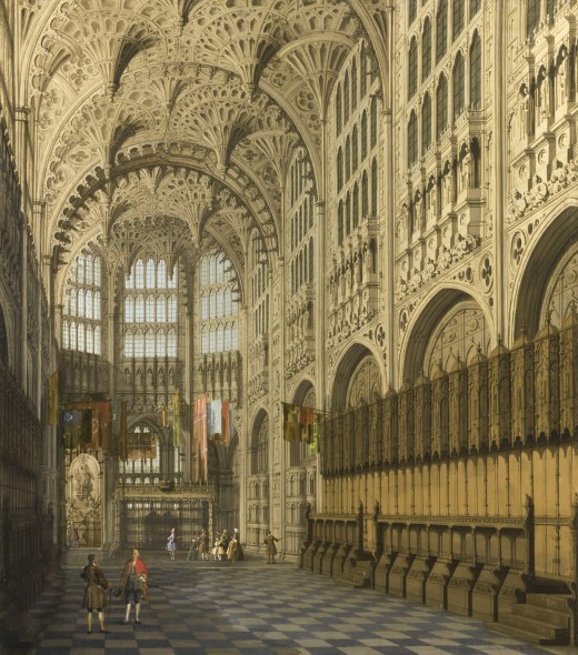 Giovanni Antonio Canal, called Canaletto VENICE 1697 - 1768 AN INTERIOR VIEW OF THE HENRY VII CHAPEL, WESTMINSTER ABBEY oil on canvas 29 1/4  by 25 5/8  in.; 74.3 by 65.1 cm.