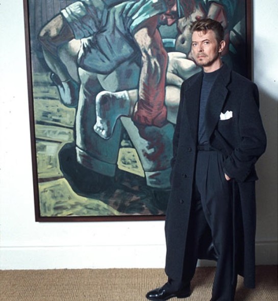 David Bowie with Peter Howson's Croatian and Muslim (1994). Photograph: Richard Young/Rex Features.