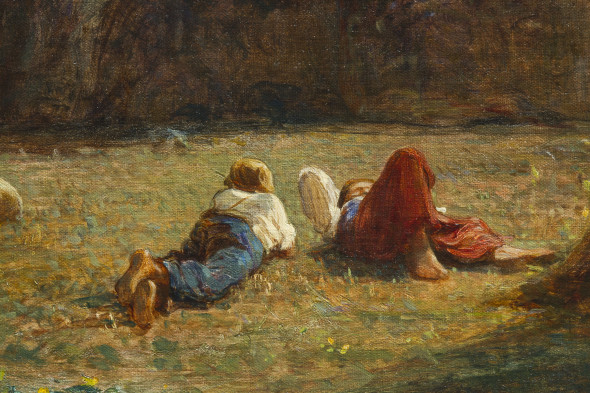 Fontanesi A. - Aprile (Rive del lago di Bourget), olio su tela 102 x 153 cm (particolare 4)