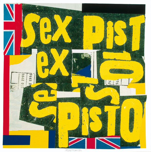Pablo Echaurren, Ex-pistols, 1996, collage, 50 x 50 cm