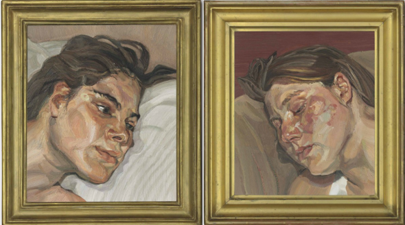a sinistra: Lucian Freud (1922-2011) Head of Esther oil on canvas 14¼ x 12¼in. (36 x 31cm.) Painted in 1982-1983 Estimate (Set Currency) £2,500,000 – £3,500,000 a destra:  Lucian Freud (1922-2011) Head of Ib oil on canvas 14¼ x 12¼in. (36 x 31cm.) Painted in 1983-1984 Estimate (Set Currency) £2,500,000 – £3,500,000 ($3,627,500 - $5,078,500) 